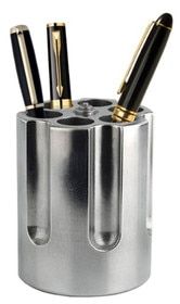 Caliber Gourmet Revolver Cylinder Pen Holder is made of aluminum.